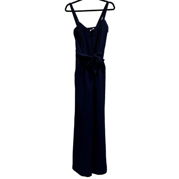 Ramy Brook New York Jumpsuit Women's 2 Blue Sleeveless Tie Waist Square Neck - Picture 1 of 12